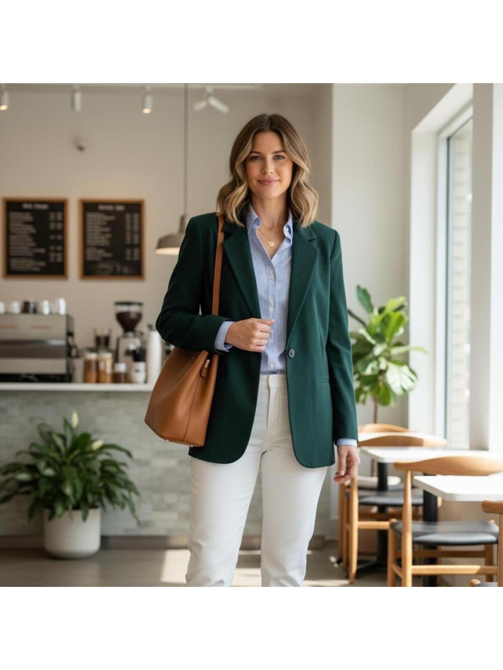 90s Y2K Vintage Sag Harbor Dark Green Single Button Blazer Jacket Women Size 12